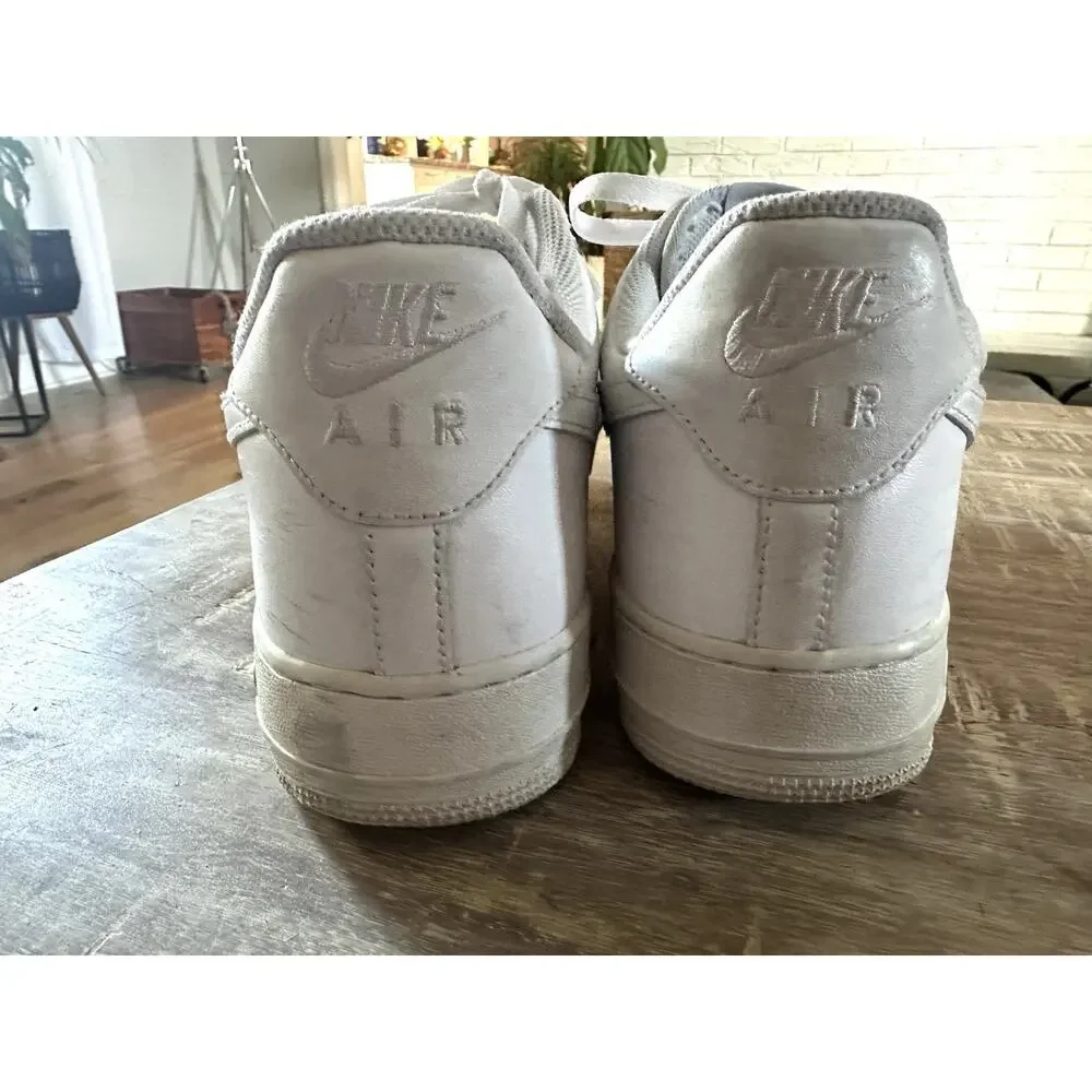 Nike Air Force 1 Men's Sneakers 13 Low Top Leather Lace Up Athletic All White